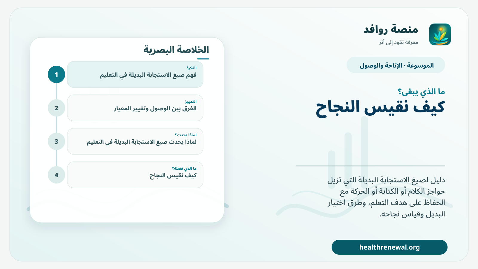 مخطط ختامي من منصة روافد يلخص «صيغ الاستجابة البديلة في التعليم» ويعرض أهم المحاور والخطوات التالية