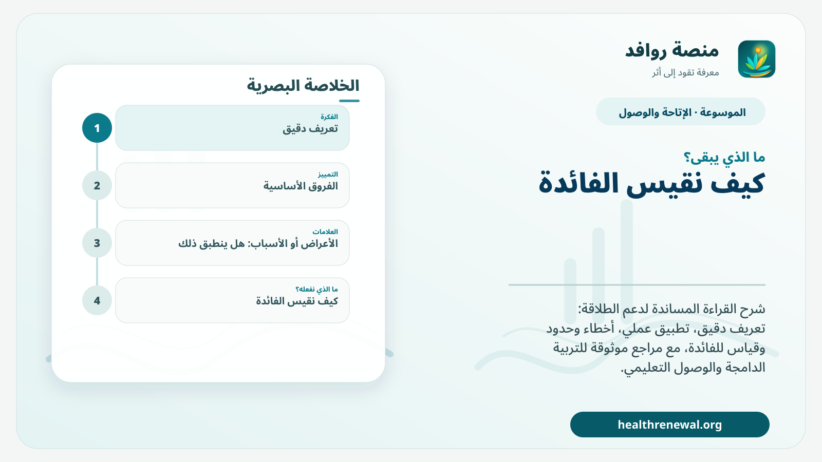 مخطط ختامي من منصة روافد يلخص «القراءة المساندة لدعم الطلاقة» ويعرض أهم المحاور والخطوات التالية