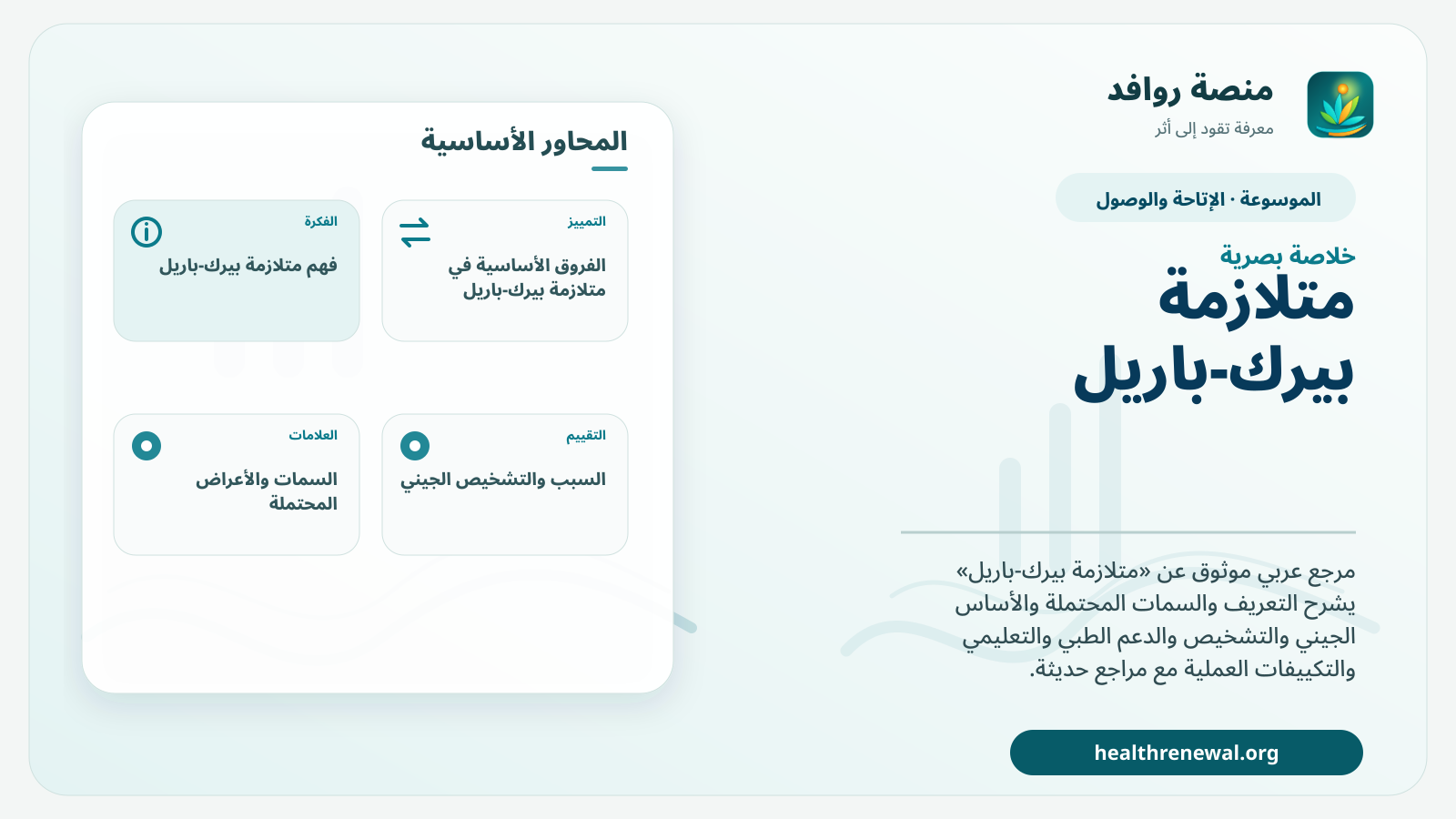 صورة بارزة من منصة روافد تلخص «متلازمة بيرك-باريل» بصريًا وفق محاور الصفحة الأساسية