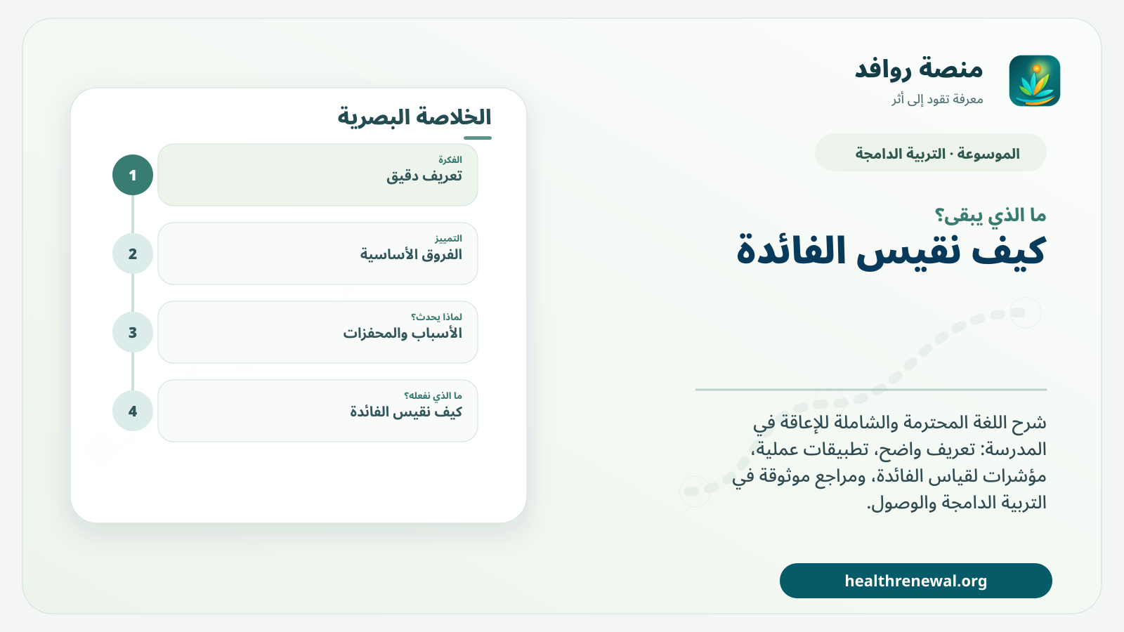 مخطط ختامي من منصة روافد يلخص «اللغة المحترمة والشاملة للإعاقة في المدرسة» ويعرض أهم المحاور والخطوات التالية