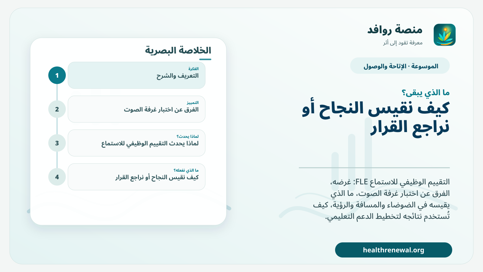 مخطط ختامي من منصة روافد يلخص «التقييم الوظيفي للاستماع» ويعرض أهم المحاور والخطوات التالية