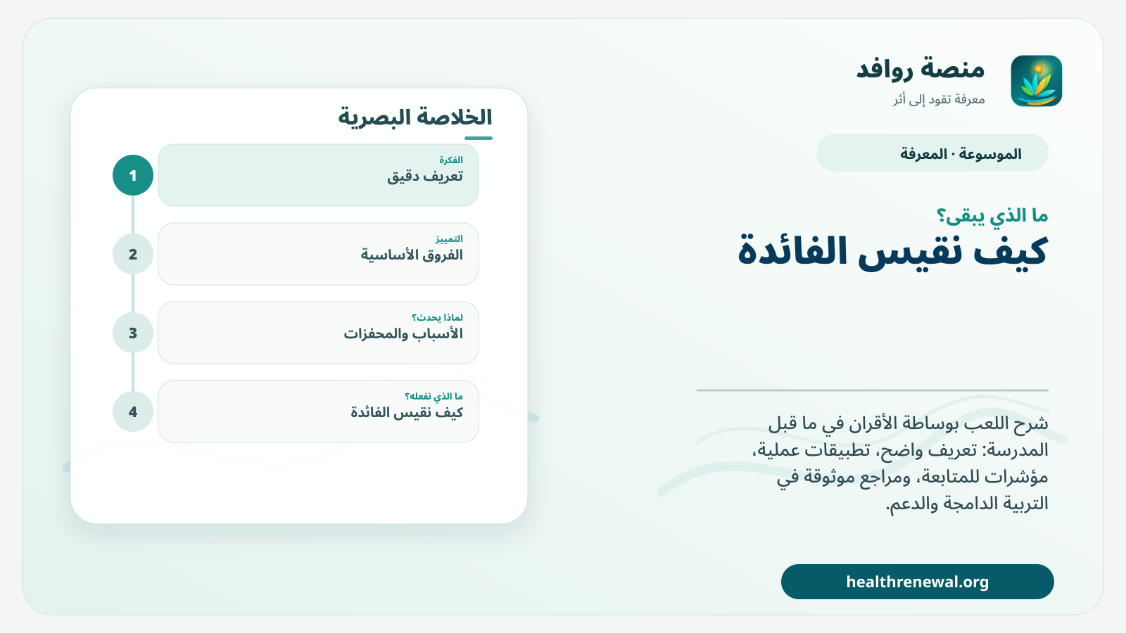 مخطط ختامي من منصة روافد يلخص «اللعب بوساطة الأقران في ما قبل المدرسة» ويعرض أهم المحاور والخطوات التالية