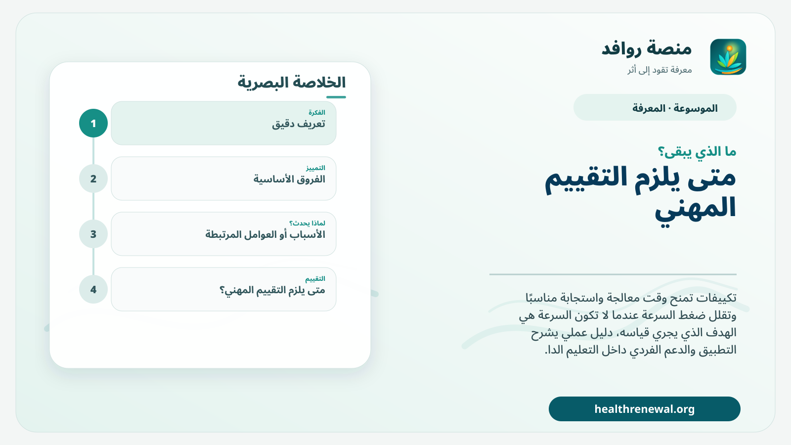 مخطط ختامي من منصة روافد يلخص «دعم بطء سرعة المعالجة في الصف» ويعرض أهم المحاور والخطوات التالية
