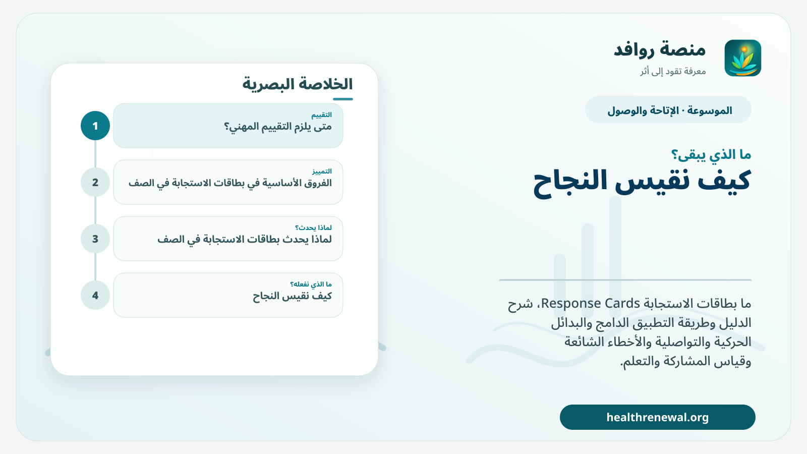 مخطط ختامي من منصة روافد يلخص «بطاقات الاستجابة في الصف» ويعرض أهم المحاور والخطوات التالية