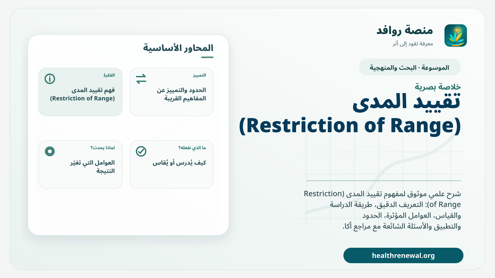 صورة بارزة من منصة روافد تلخص «تقييد المدى (Restriction of Range)» بصريًا وفق محاور الصفحة الأساسية
