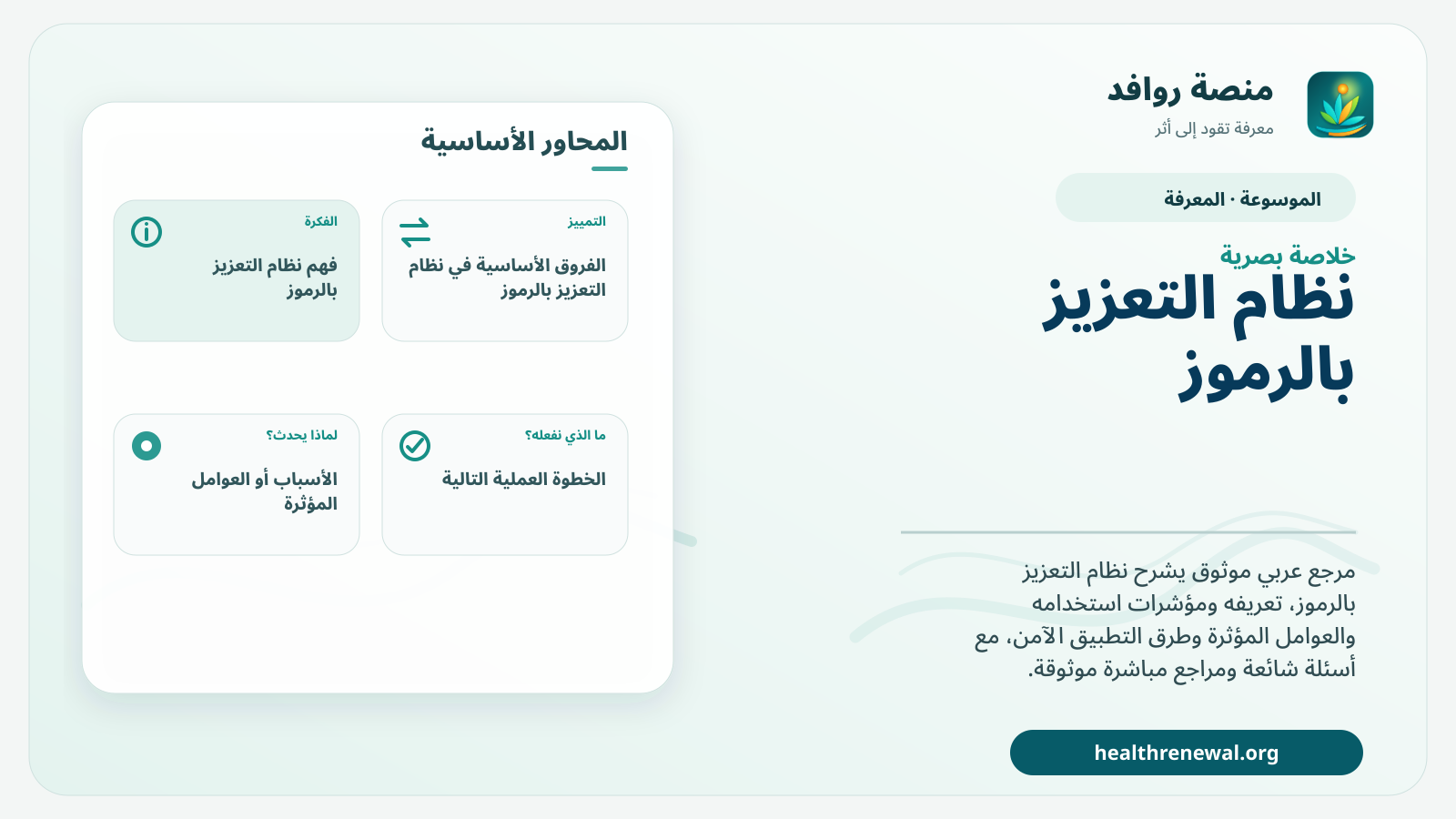 صورة بارزة من منصة روافد تلخص «نظام التعزيز بالرموز» بصريًا وفق محاور الصفحة الأساسية